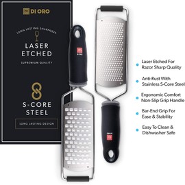 DI ORO - Premium Zesters & Graters - 18/8 Stainless Steel Blade and Ergonomic Handles (Zester-Grater 2-Pc Set)
