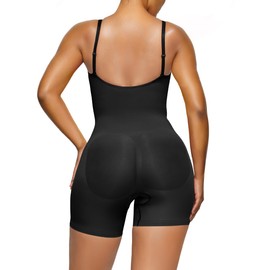 YIANNA Sculpting Bodysuit for Women Tummy Control Seamless Shapewear Scoop Neck Body Shaper,YA5258-Black-4XL/5XL
