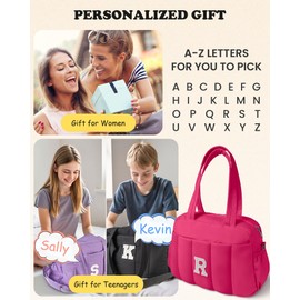 Vogewood Gift for Birthday-Initial Duffel bag, Women Weekender Bags, Monogram Overnight Bag for Women, Letter Travel Bags with Makeup Pouch Bride Gifts Travel Kit for Teen (Letter M)