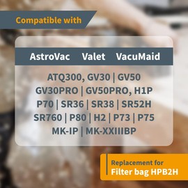 POWERTEC HPB2H, HPB2HPK Bolsas de aspiradora para AstroVac, paquete de 3 unidades, para sistemas de aspiradora centrales y aspiradora, bolsas de polvo de repuesto, bolsas de filtro, bolsas de