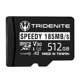 TRIDENITE USB 3.2 Type-A MicroSD Memory Card Reader Adapter (DDR-200, Includes 185MB/s SPEEDY MicroSD 512GB)