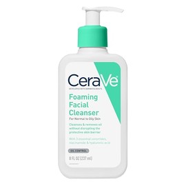 CeraVe Limpiador Facial Espumoso, Lavado Facial Diario para Piel Grasa, Ácido Hialurónico + Ceramidas + Niacinamida, Sin Fragancia y Sin Parabenos, La