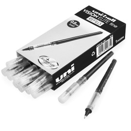Uni-Ball Vision Elite Pen Refills - 0.8mm Fine - Liquid Ink - Black - Pack of 12 Refills