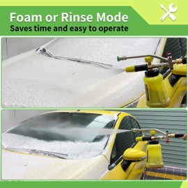 FIXFANS Foam Cannon Dual Connector Accessory for Pressure Washer, Double Tip Attachment Soap Cannon with Replacement Adapter for Portland Husky and Ryobi Power Washer, 1/4" Quick Connect, 5 Nozzles