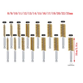 Pack of 14 Cylinder Wire Brush Diameter Tube Brush, Wire Brush Drill Various Sizes Cylinder Wire Brush Stainless Steel Wire Brush Wire Brush Round for Hammer Drills