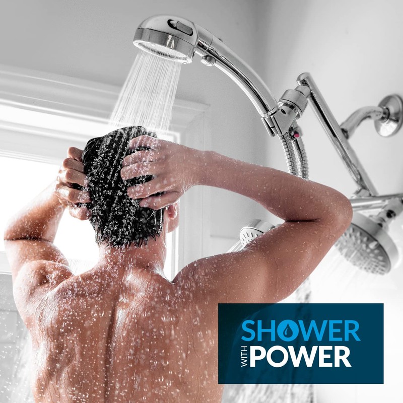 Shower with Power High Pressure Double Shower Heads with Handheld
