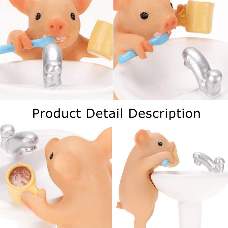 KEEPKAP Pig Statue Mini Pig Figurine, Resin Home Decor, Lucky