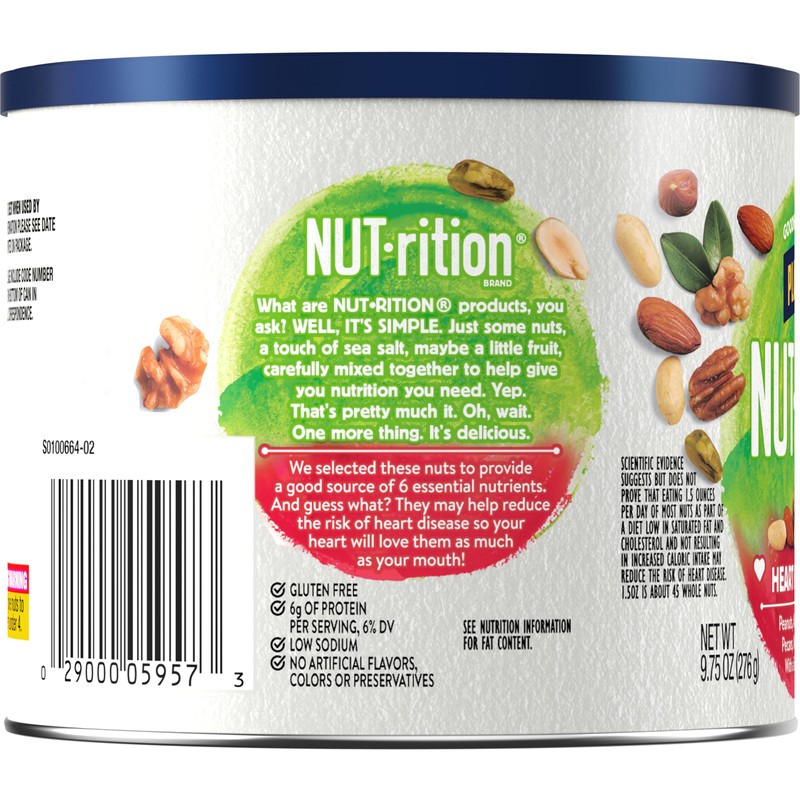 PLANTERS NUT-rition Heart Healthy Snack Nuts Mix, 9.75 oz Canister