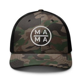 RIVEMUG CR Camo Mama Embroidered Curved Bill Camouflage Trucker Hat Low Crown Adjustable Cap for Women