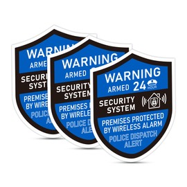 3PCS Security Alarm System Sign for Home，Self-Adhesive Weatherproof 24 Hours Security Warning Sticker ，Safety Protection System for House Doors and Windows，Business Indoor & Outdoor Use 2.8x2.4 In