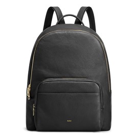 Kattee Leather Backpacks for Women,Fashion Multi-fuction Bag with Card Zipper Bag Attached at the Back for Travel Work Shopping and School, Black