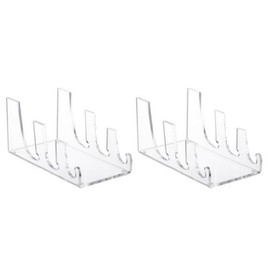 Zcargel 2pcs/1pcs 3-Tier Clear Acrylic Plate Holder Stand Organizer Elegant Dinnerware Display Stand and Plate Holders Plate Holder Vertical Plate Stand for Kitchen Cupboards Draining Rack Dishes