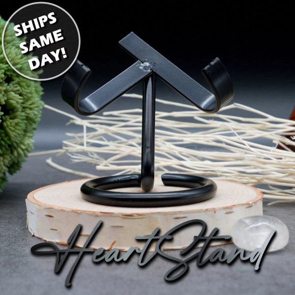 Coffman Collection Black Crystal Heart Carving Stand Metal Retail Display
