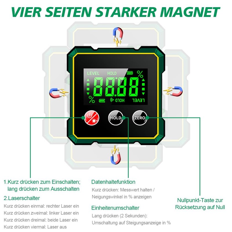 SOARFLY Digital Protractor Inclinometer with LCD Display, IP54 Waterproof, 0.1°