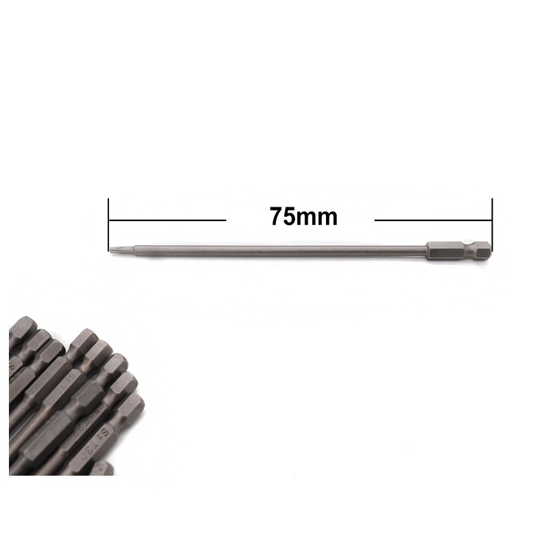 11pcs Torx Driver Set, 1/4 Inch Hex Shank, 75mm Long