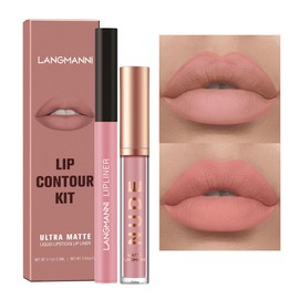 Lip Liner and Lipstick Set - Nude Lipstick - Non-Sticky Long Lasting Waterproof Lip Stain - Highly Pigment Lip Stick and Lipliner Pencil - Lip Makeup Kits for Daily Makeup and Holiday Gifts (07)