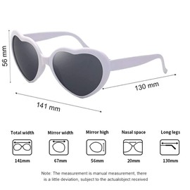 Aeergured Heart Shaped Sunglasses, EDM Festival Light Changing Eyewear Heart Effect Diffraction Glasses for Women Men