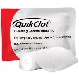 QuikClot Advanced Clotting Rolled Gauze 3 x 48 in – Hemostatic First Aid Gauze for Rapid Bleeding Control, Ideal for Trauma, Emergency, Survival Kits, Tactical & Outdoor Use