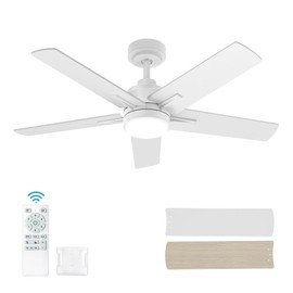42 Inch White Ceiling Fan with Light and Remote Control. Dimmable 3 Color Temperatures LED Ceiling Fan. 6 Speeds Reversible DC Motor.5 Blades Modern Ceiling Fans for Indoor or Covered Outdoor.