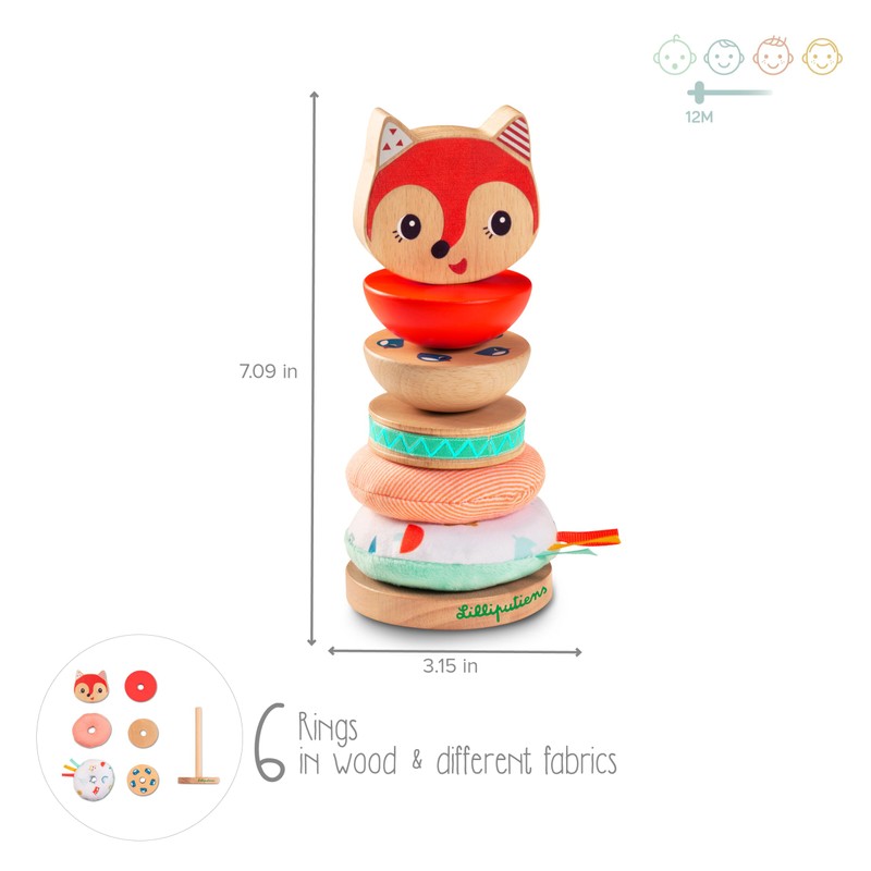 Lilliputiens - Stacking Pyramid Alice the Fox - Educational Wooden