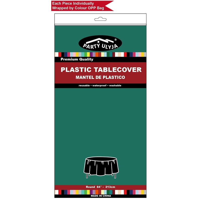 Dark Green PEVA Tablecloths 2 Pack - 84 Inch Circle,