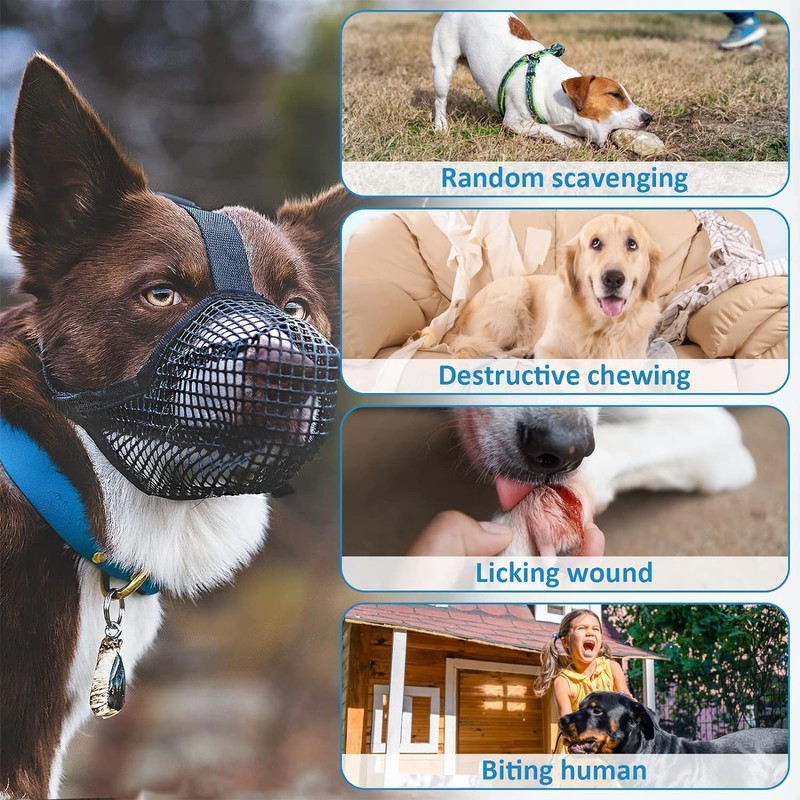 HTRTRR Muzzle for Dogs, Muzzles for Dogs with Mesh, Applicable