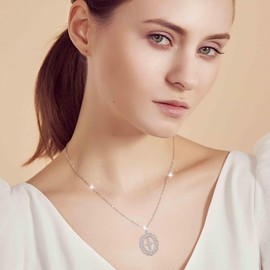 DAOCHONG 925 Sterling Silver Dangling Cross Necklace Faith Pendant Christian Jewelry Gift for Women