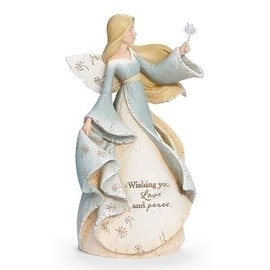 Roman Angel with Dandelion Wish Heavenly Blessings, 8.5-inch Height, Resin, Stone Mix, Home, Home Décor