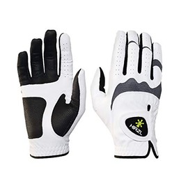 HIRZL Trust Hybrid Golf Gloves, Mens Golf Glove, White/Black, Nylon, Kangaroo Leather, Polyester, Ultimate Grip, Wet/Dry, Ergonomic Fit, Breathable, Sweat Free, Water Repellent, Large, Right Hand