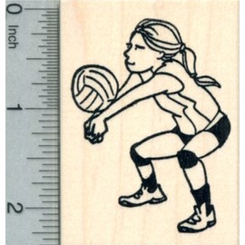Volleyball Player Rubber Stamp, Girl