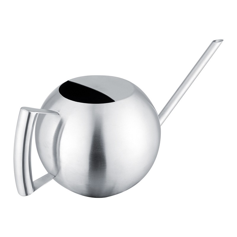 Stainless Steel Watering Can 1000mL Long Mouth Round Sprinkling Pot