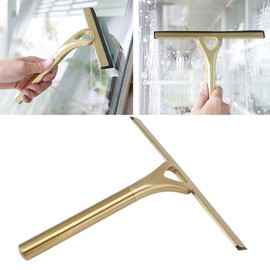 Stainless Steel Squeegee for Shower, Gold Shower Squeegee with Hook for Storage, 10-Inch Soft & Firm Blade Gold Squeegee for Bathroom, Car Glass and Tiles 22.5x22cm