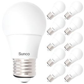 Sunco A15 LED Light Bulbs 10 Pack – 60W Equivalent, 800 Lumens, Dimmable Appliance & Ceiling Fan Bulb, 3000K Soft White, E26 Medium Base A15 Bulb for Refrigerator & Indoor Lighting, UL Listed