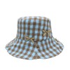 Women's Checkered Bucket Hat Bowknot Bucket Sun Hat Ruffle Brim