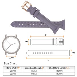 HARFINGTON Genuine Leather Watch Band 20mm Quick Release Elegant Slim Thin Top Grain Replacement Wristband Strap for Ladies/Children Watch & Smartwatch, Purple/Rose Golden Tone