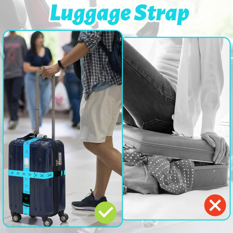 2 PCS Luggage Straps with Coded Lock, 200cm Adjustable Travel