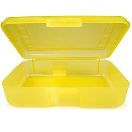 Craft County | Transparent Pencil Box | Colored Utility Box Storage Office Supplies Organizer | Yellow