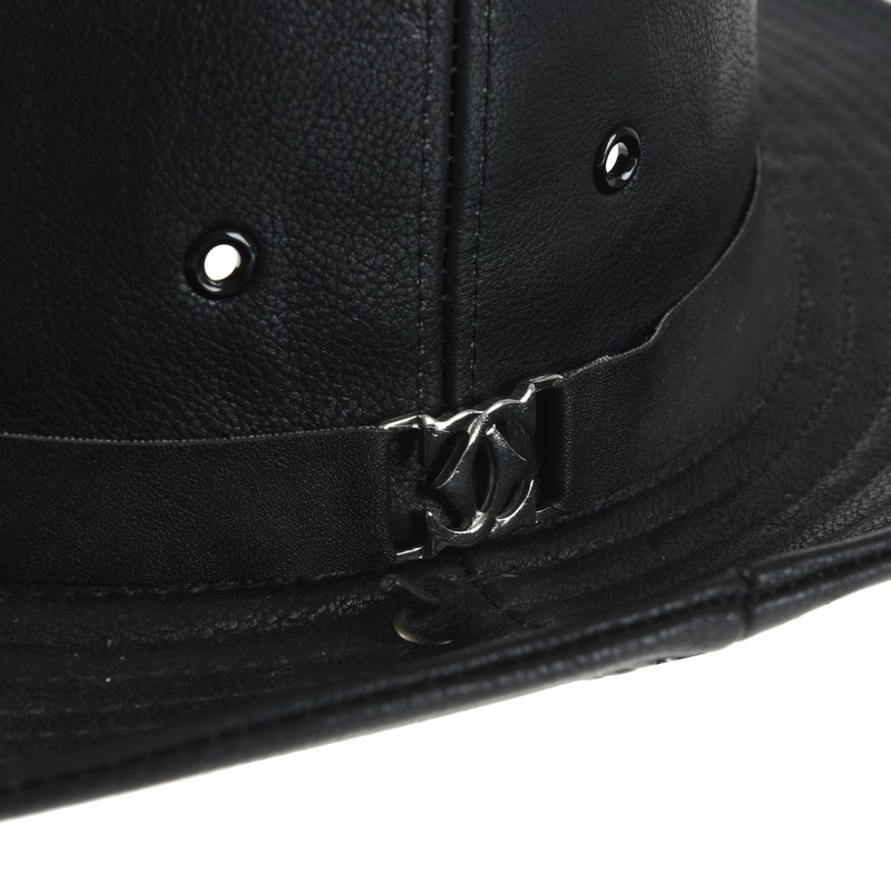 WITHMOONS Faux Leather Hat Outback Hat Fedora CD8859 (Black)