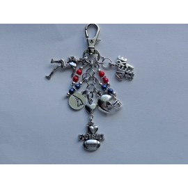 HANDMADE NEW ENGLAND PATRIOTS WE ARE #1 FOOTBALL PLAYER KEY CHAIN PURSE CLIP BAG CHARM