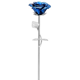 Rose Flower Keepsake Urns for Human Ashes - Memorials Urn Locket - Long-Stem Colorful Rose Flower Cremation Urns - Funeral Urn for Ashes Adult Cremation Keepsake for Ashes (Blue-1)