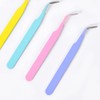 HiKin 4 Pcs Curved Craft Tweezers, Multipurpose Tweezers for Intricate