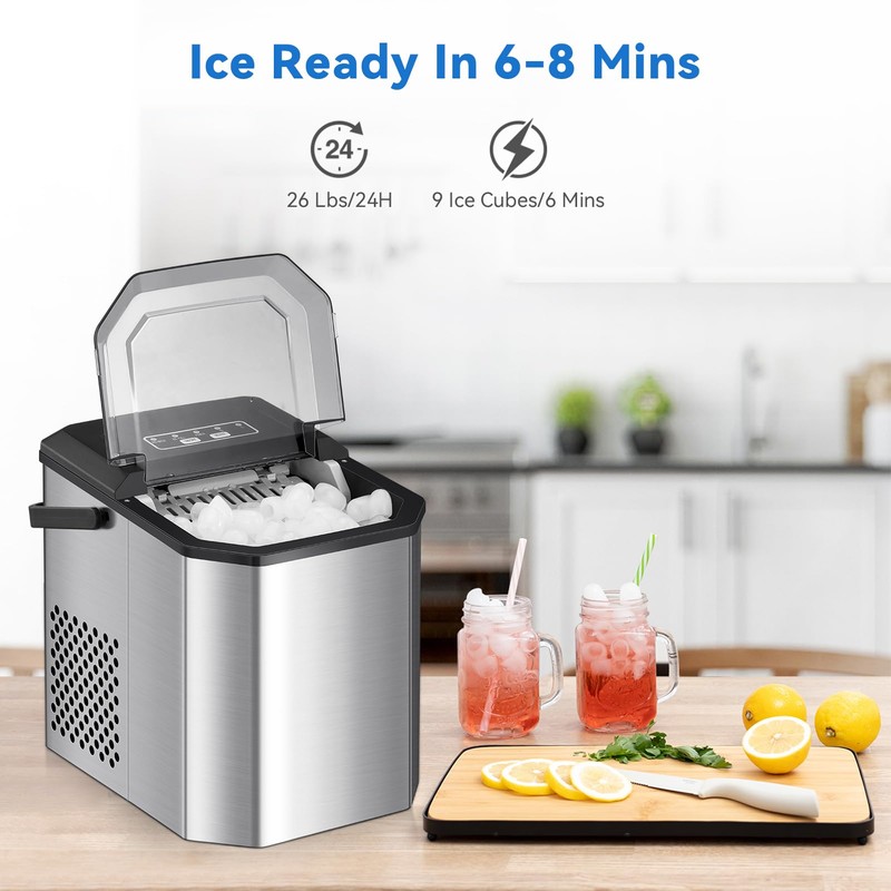 Countertop Ice Maker, 26 lbs in 24 Hours, 9 Bullet