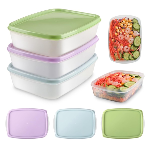 3 Pack Bento Lunch Box, 1 Compartment Reusable Meal Prep