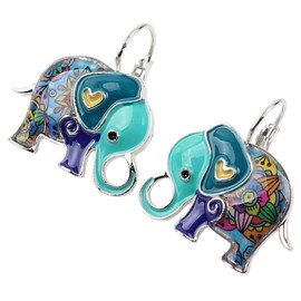 DOWAY Enamel Jungle Elephant Stud Earrings Jewelry Gifts for Women Girls Lover Gifts blue