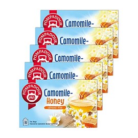 Pompadour Chamomile Honey Herbal Tea, 1 Box (0.05 oz (1.5 g) x 20 TB x 5 Piece Set