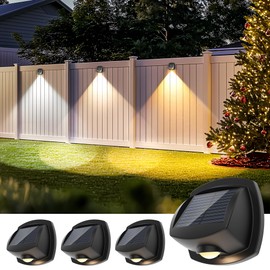 AUDERWIN Solar Fence Lights Outdoor Waterproof IP65 Solar Wall Lights Outside Dual Color Led Solar Powered Fence Lights Outdoor for Porch, Pool, Deck, Patio, Stairs, Christamas Decorations 4 Pack