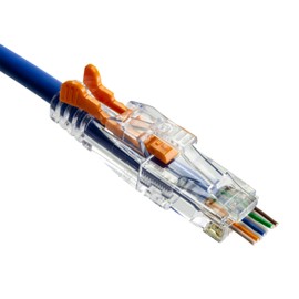 NTW Gold Plated Lockable CAT6/6a RJ45 Pass Through Connectors (100 Pack), EZ to Crimp Modular Plug with Boots for Solid or Stranded UTP 23/24 AWG Cable