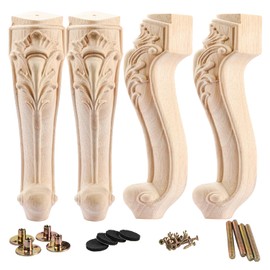 La Vane 14 inch / 35cm Wooden Furniture Legs, Set of 4 European Style Solid Wood Carving Furniture Replacement Feet Decoration for Sofa Cabinet Wardrobe Table Loveseat