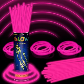 8” 150 Pink Glow Sticks Bracelet Bulk Glow Sticks with 150 Connectors Accessories Glow In The Dark Party Supplies for Christmas Holiday Decoration Neon Party Carnival (Pink)