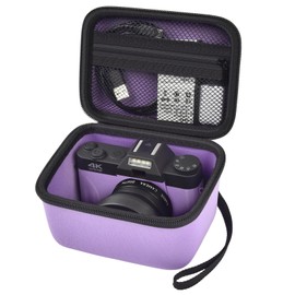 Vlogging Camera Case Compatible with Duluvulu/for TEBNGIHNM/for zheozeig/for Oiadek 4K Digital Cameras for Youtube. Vlog Camera Carrying Storage for Lens, Cable and Other Accessories - Purple
